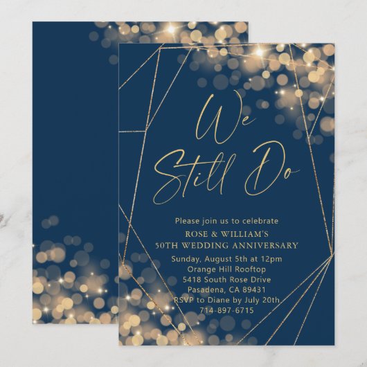 Gold & Navy We doen nog steeds 50e bruiloft Jubile Kaart (Voorkant / Achterkant)