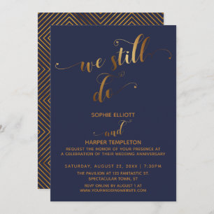 Gold & Navy We doen nog steeds typografie Jubileum Kaart