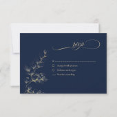 Gold & Navy Wedding RSVP Card (Voorkant)