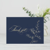 Gold & Navy Wedding Thank You Card Bedankkaart (Staand voorkant)