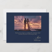 Gold & Navy Wedding Thank You Card Bedankkaart (Achterkant)
