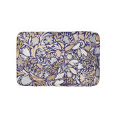 Gold Navy White Floral Leaf Illustration Pattern Badmat (Voorkant)