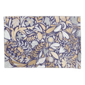 Gold Navy White Floral Leaf Illustration Pattern Kussensloop (Voorkant)