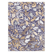 Gold Navy White Floral Leaf Illustration Pattern Tafelkleed (Voorkant)
