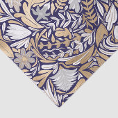 Gold Navy White Floral Leaf Illustration Pattern Tissuepapier (Detail)