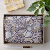 Gold Navy White Floral Leaf Illustration Pattern Tissuepapier (Geschenk)
