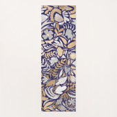 Gold Navy White Floral Leaf Illustration Pattern Yogamat (Voorkant)