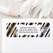 Gold, Navy, White Stripe Return Address Label (Insitu)