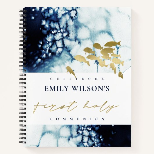 GOLD NAVY ZEE FISHFIRST HOLY COMMUNION GUESTBOOK NOTITIEBOEK (Voorkant)