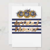 Gold & Navy Zonnebloem Bruids Douche Uitnodigingen (Achterkant)