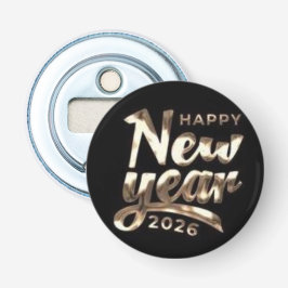 Gold New Year 2026 Badge Button Flesopener