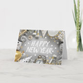 Gold New Year Party New Years Day Clipart Kaart (Voorkant)