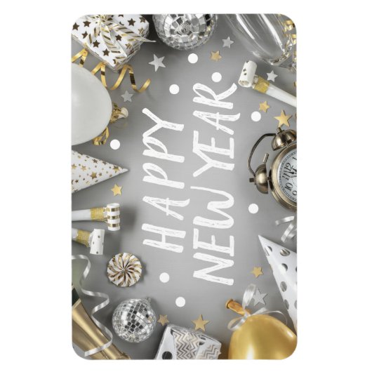 Gold New Year Party New YYear Day Clipart Magneet (Verticaal)