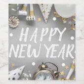 Gold New Year Party New YYear Day Clipart Wijn Etiket (Enkel label)