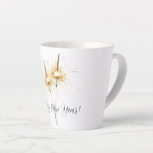 Gold New Year's Eve Day Celebration Sparklers Latte Mok (Rechterhoek)