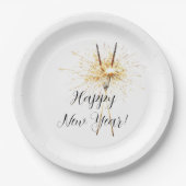 Gold New Year's Eve Day Celebration Sparklers Papieren Bordje (Voorkant)