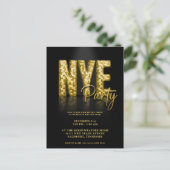 Gold New Years Eve Disco Party Invitation Briefkaart (Staand voorkant)