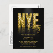 Gold New Years Eve Disco Party Invitation Briefkaart (Voorkant / Achterkant)