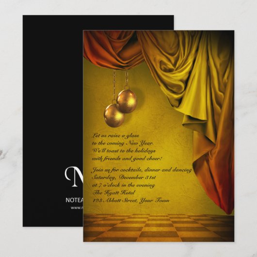 Gold New Years Eve Gala uitnodiging (Voorkant / Achterkant)