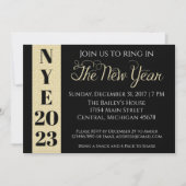 Gold New Years Eve Invitation Kaart (Voorkant)