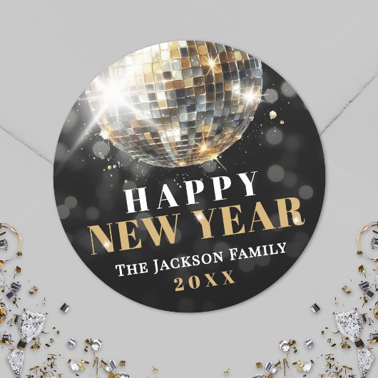 Gold New Year's Eve Party Ronde Sticker