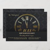Gold New Year's Party Invitation Kaart (Voorkant / Achterkant)