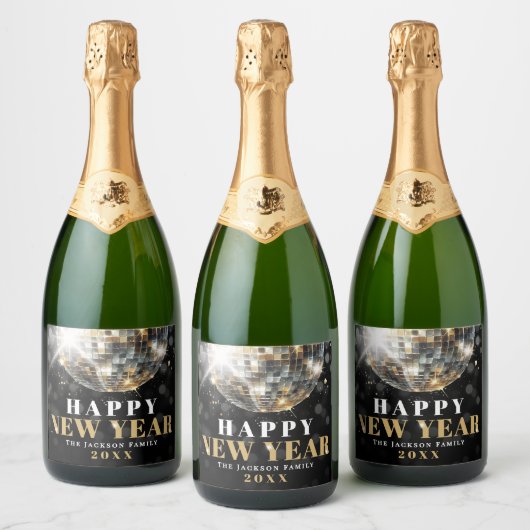 Gold New Year's Party Sparkling Wijnetiket (Flessen)