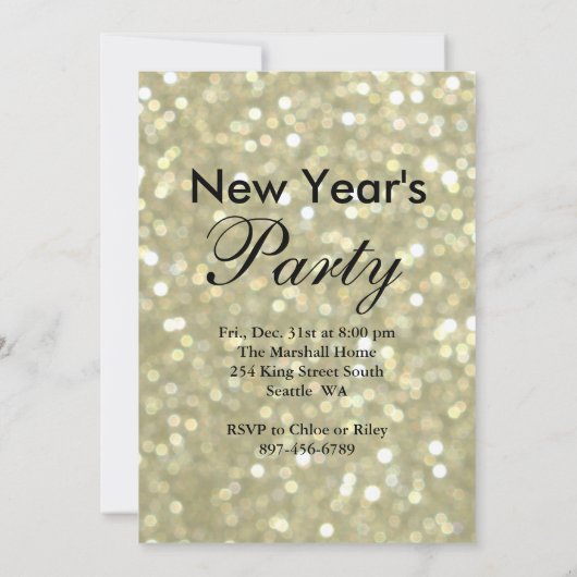 Gold New Year's Time to Drink Champagne Invitation Kaart (Achterkant)