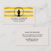 Gold Nib Loan Signing Agent Writer Author Business Visitekaartje (Voorkant / Achterkant)