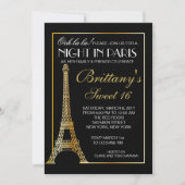 Gold Night in Paris Sweet 16 Custom Invitation Kaart (Voorkant)