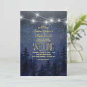 Gold Night Sky Forest Wedding | String Lights Kaart (Staand voorkant)