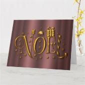 Gold Noel en Roos Gold Kerstmis Kaart (Gele Bloem)
