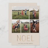 Gold NOEL Modern Photo Collage Holiday Kaart | San (Voorkant / Achterkant)