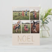 Gold NOEL Modern Photo Collage Holiday Kaart | San (Staand voorkant)