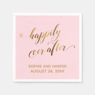 Gold nog lang en gelukkig, Hearts Script Pastel Pi Servet