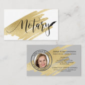 *~* Gold NOTARY FOTO Pen Feather Signaleringsmidde Visitekaartje (Voorkant / Achterkant)