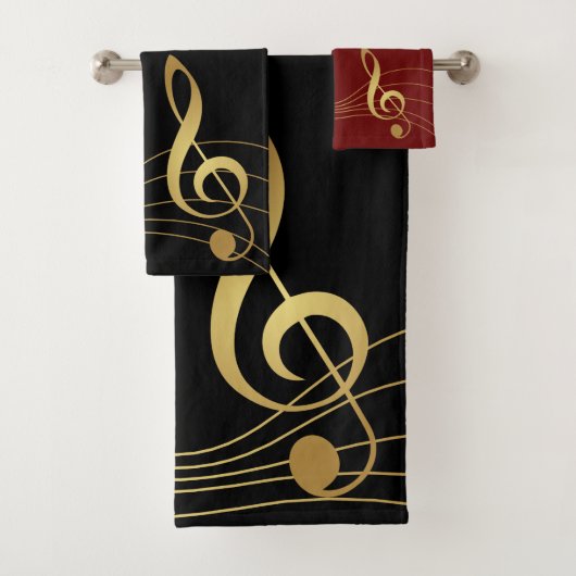 Gold Notes Muziekhanddoeken - De Treble Clef: Bad Handdoek (Insitu)