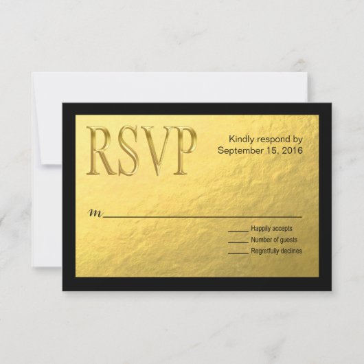 Gold Nugget Faux Foil met zwarte contour RSVP (Voorkant)
