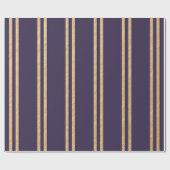 Gold Nugget Stripes op een marineblauwe achtergron Cadeaupapier (Vlak)