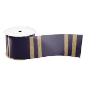 Gold Nugget Stripes op een marineblauwe achtergron Satijnen Lint (Spoel)