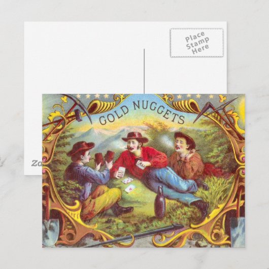 Gold Nuggets Antiek Sigar Label Briefkaart (Voorkant / Achterkant)