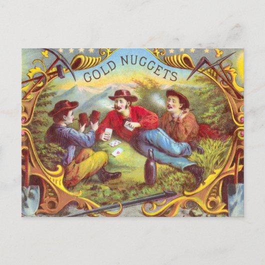 Gold Nuggets Antiek Sigar Label Briefkaart (Voorkant)