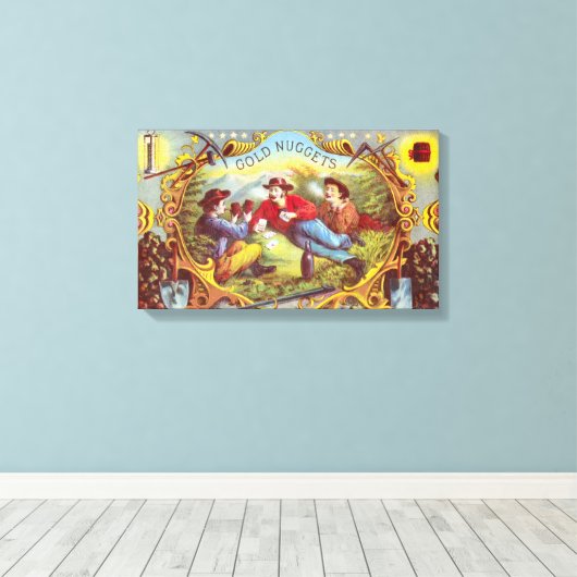 Gold Nuggets Antiek Sigar Label Canvas Afdruk (Insitu (Houten vloer))