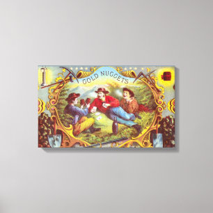 Gold Nuggets Antiek Sigar Label Canvas Afdruk