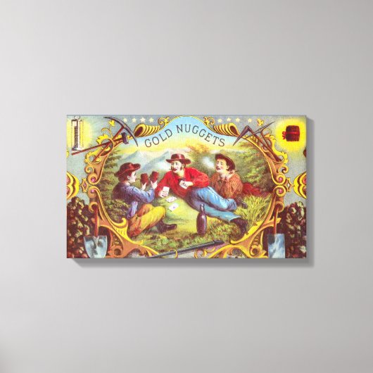 Gold Nuggets Antiek Sigar Label Canvas Afdruk (Voorkant)