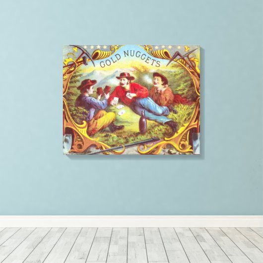 Gold Nuggets Antiek Sigar Label Canvas Afdruk (Insitu (Houten vloer))