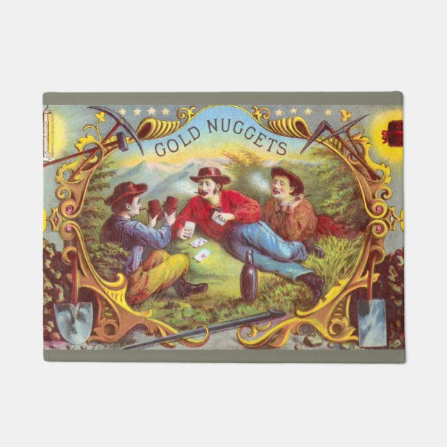 Gold Nuggets Antiek Sigar Label Deurmat (Voorkant)