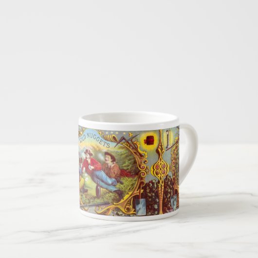 Gold Nuggets Antiek Sigar Label Espresso Kop (Voorkant rechts)