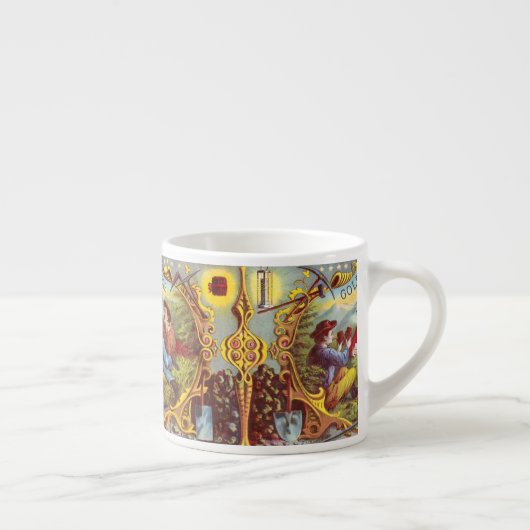 Gold Nuggets Antiek Sigar Label Espresso Kop (Rechts)