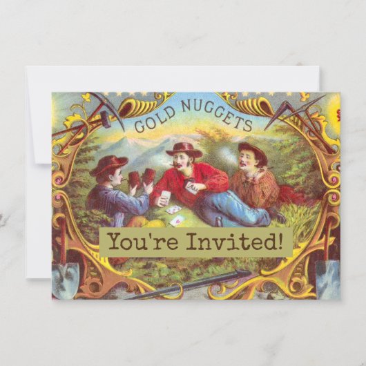 Gold Nuggets Antiek Sigar Label Kaart (Voorkant)